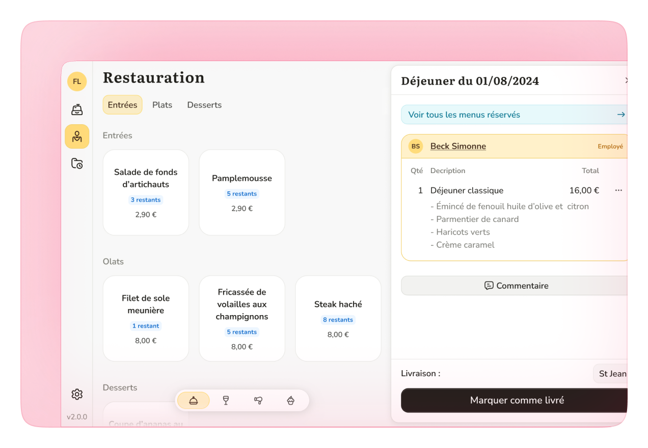 Écran d’encaissement du terminal de vente