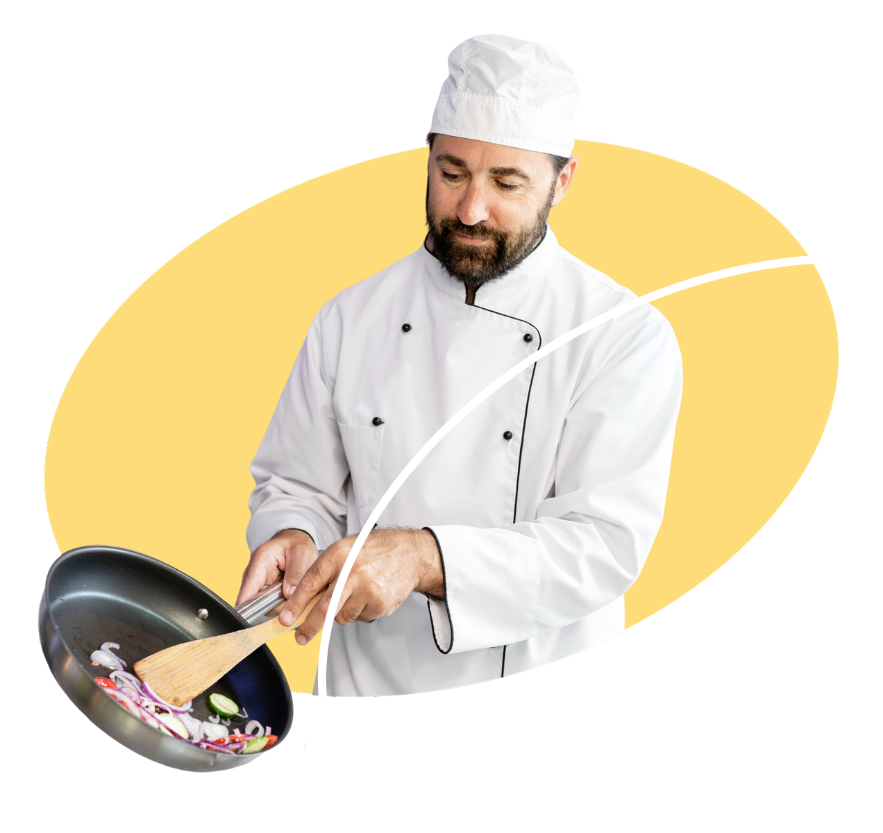 Chef de cuisine utilisant le logiciel Mesalia
